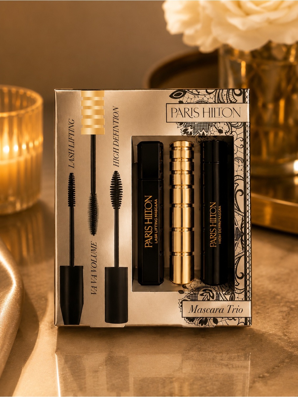 Paris Hilton Mascara Trio — Black & Gold Packaging